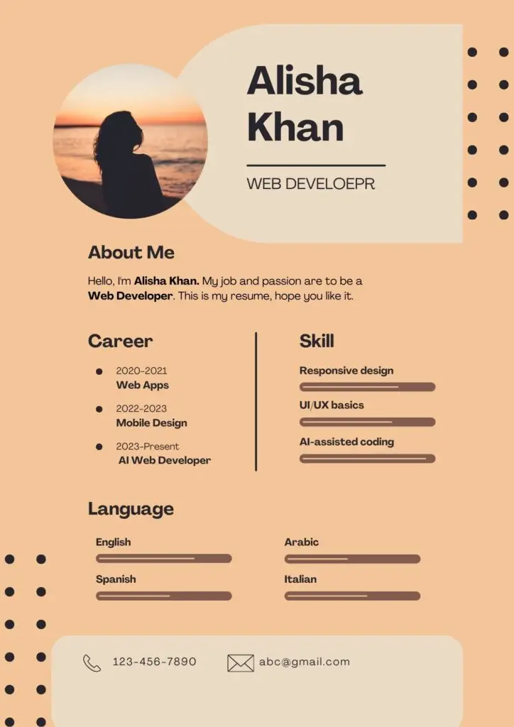 Resume Alisha Khan Web Developer