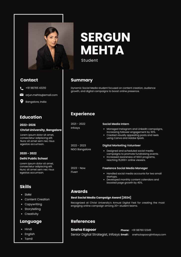Sergun Mehta Student Resume