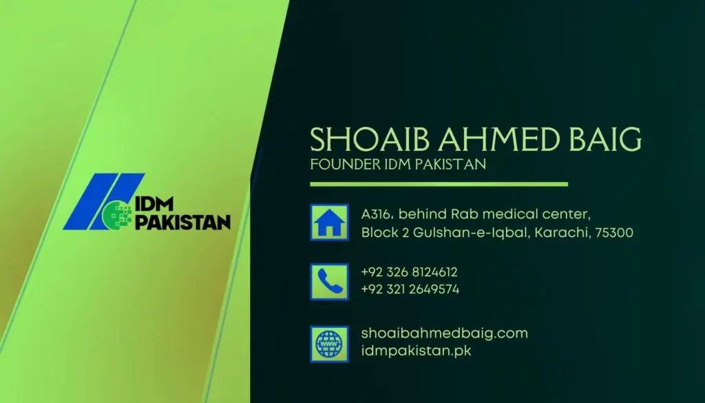 Shoaib Ahmed Baig Business Card